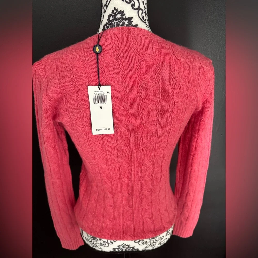 Polo by Ralph Lauren Cashmere Orange (More like Pink) Cable Knit Sweater - Picture 4 of 7
